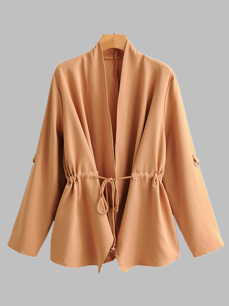 

lovely Casual Drawstring Loose Croci Coat