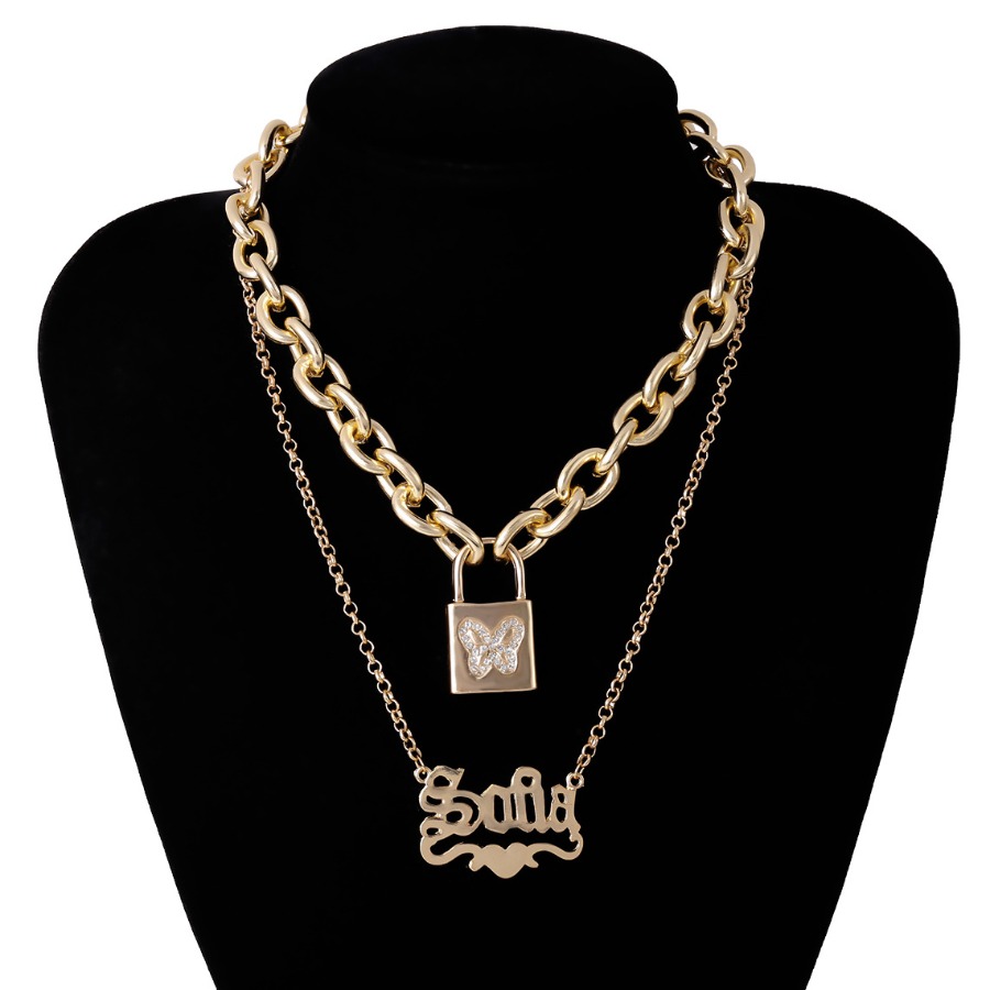 

lovely Trendy Lock Gold Necklace