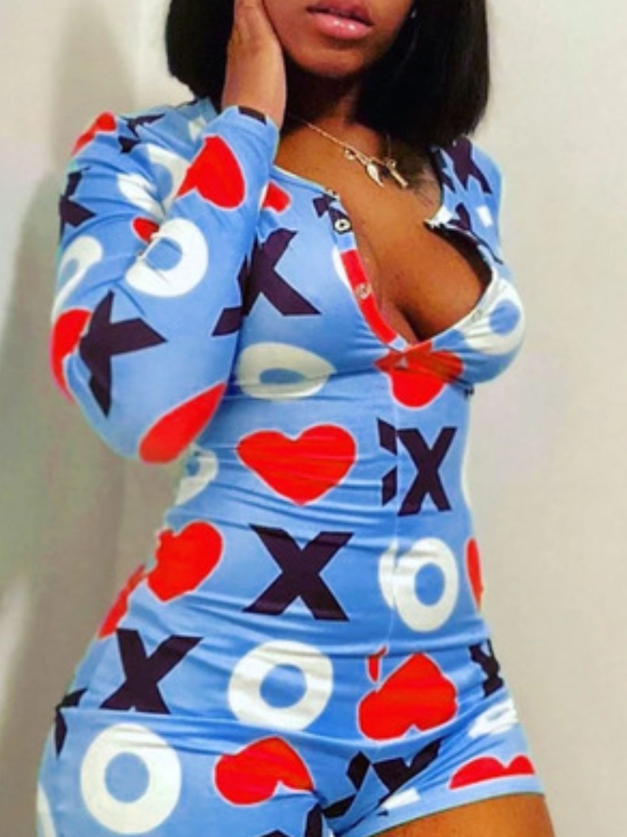 

lovely Leisure Letter Print Deep Blue Sleepwear