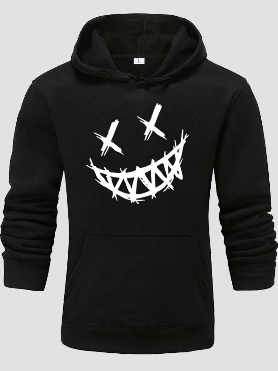 

lovely Casual Hooded Collar Print Black Men Hoodie