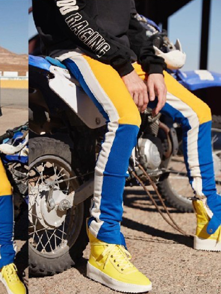 

lovely Sportswear Patchwork Yellow Men Pants