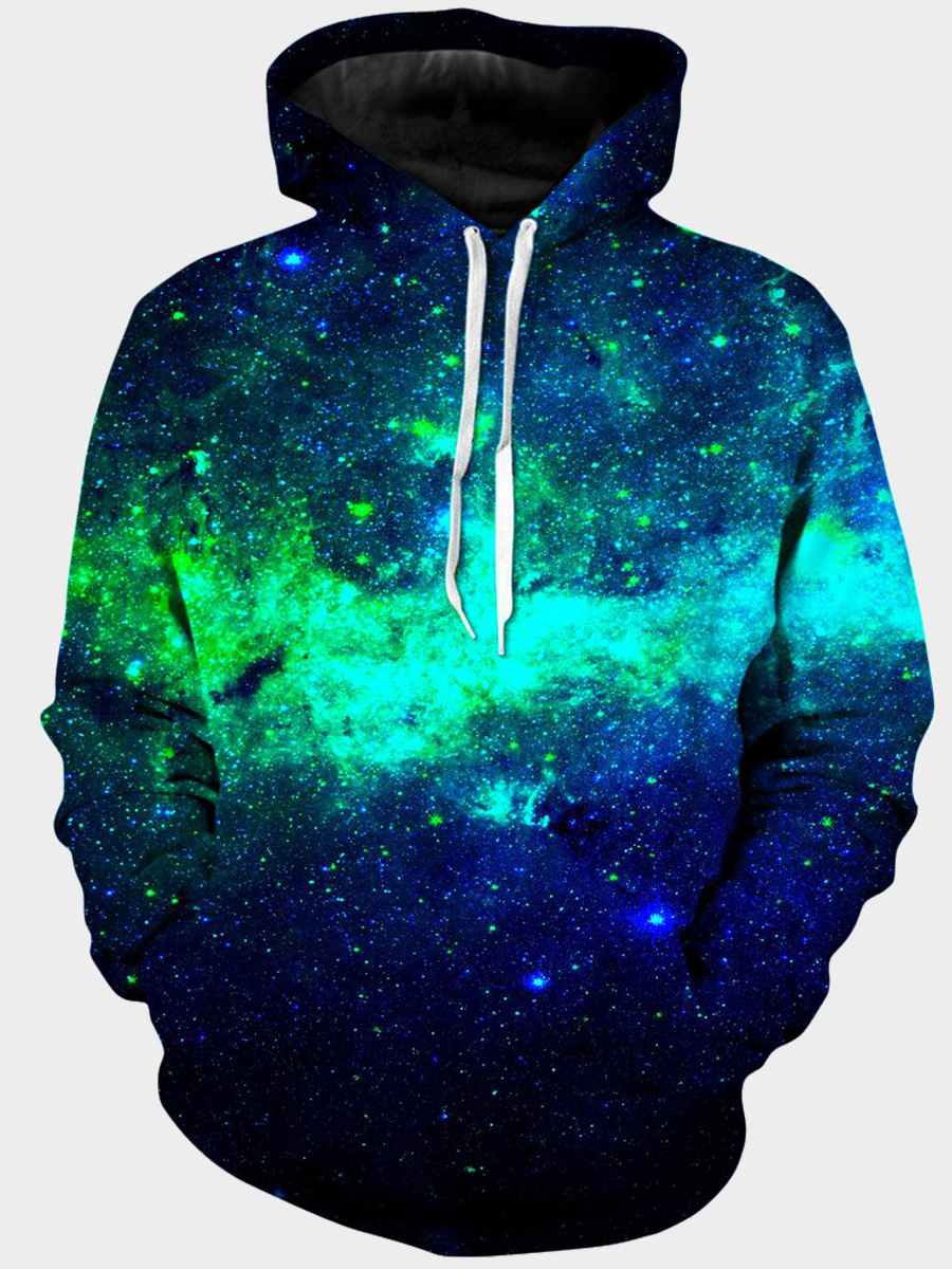 

lovely Trendy Hooded Collar Starry Sky Print Multicolor Men Hoodie, Multi