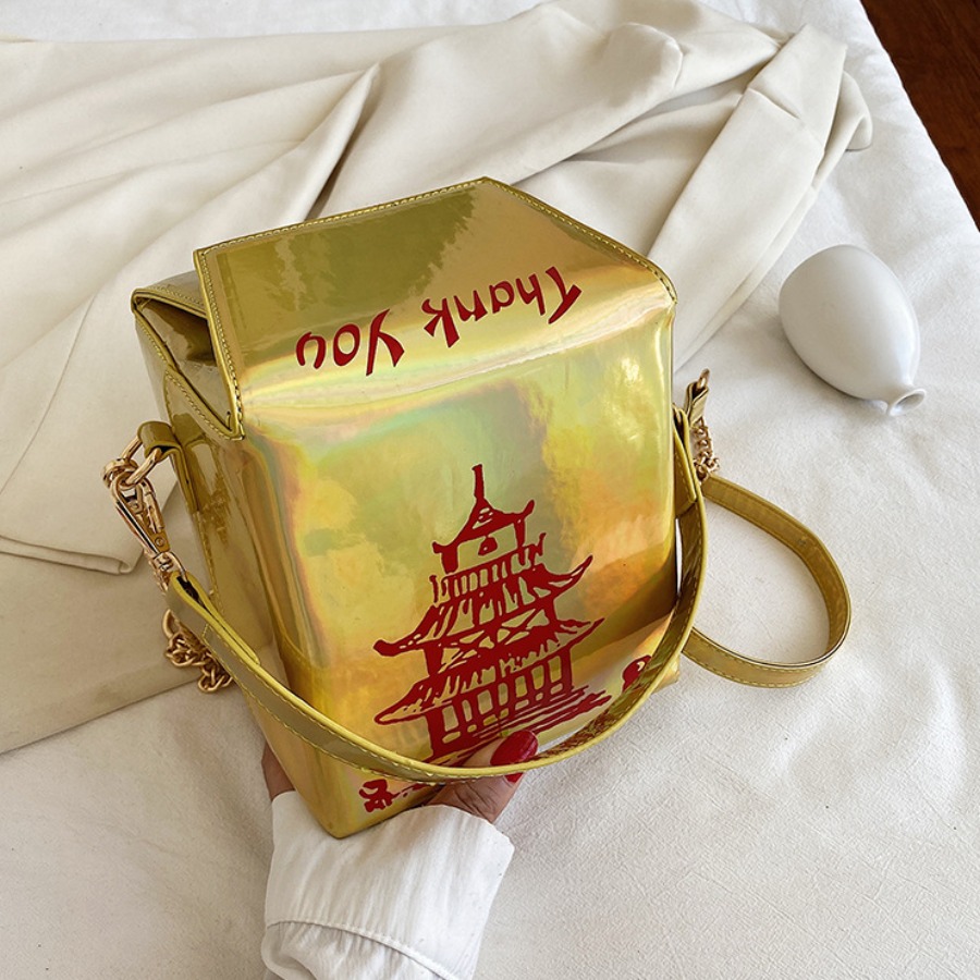 

Lovely Street Letter Print Chain Strap Yellow Crossbody Bag