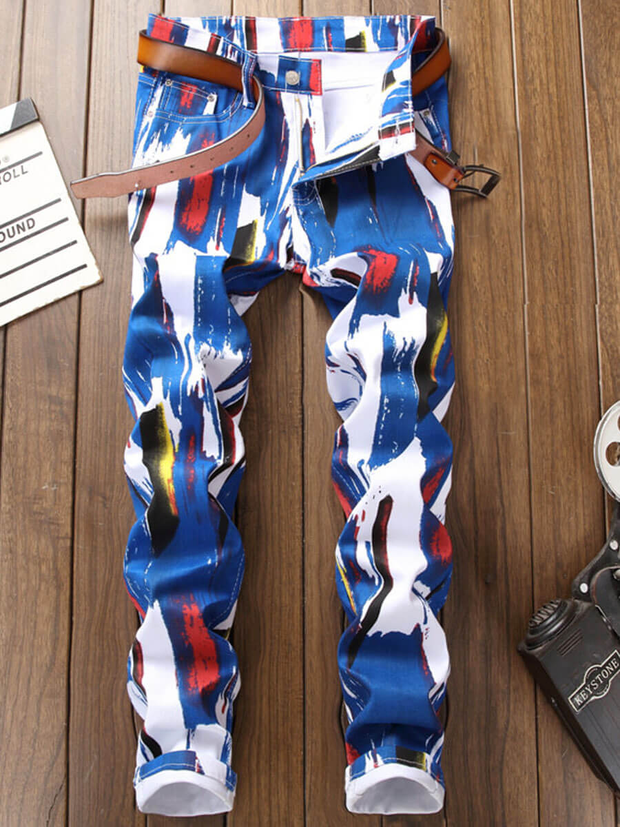 

LW Men Street Denim Graphic Print Skinny Jeans (No Stretch), White
