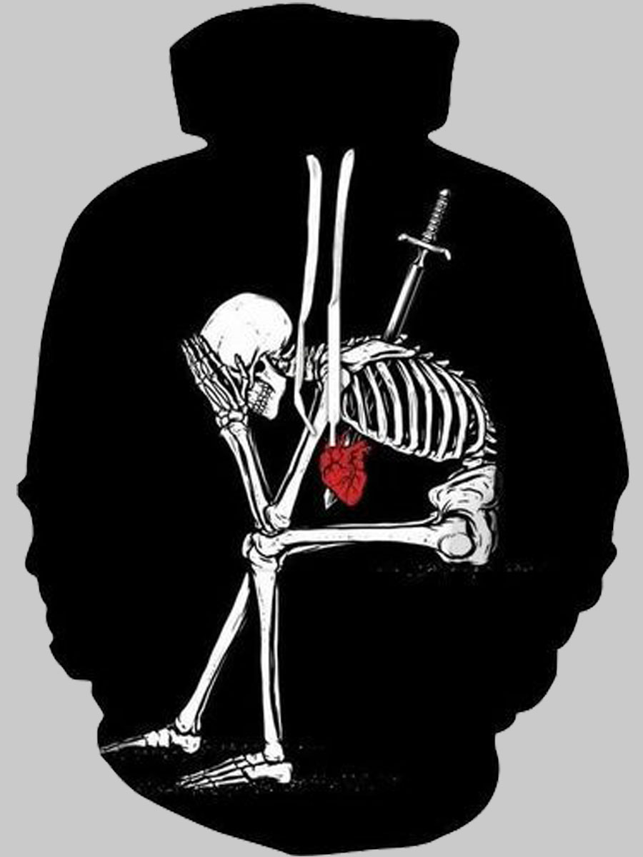 

lovely Trendy Hooded Collar Print Black Men Hoodie