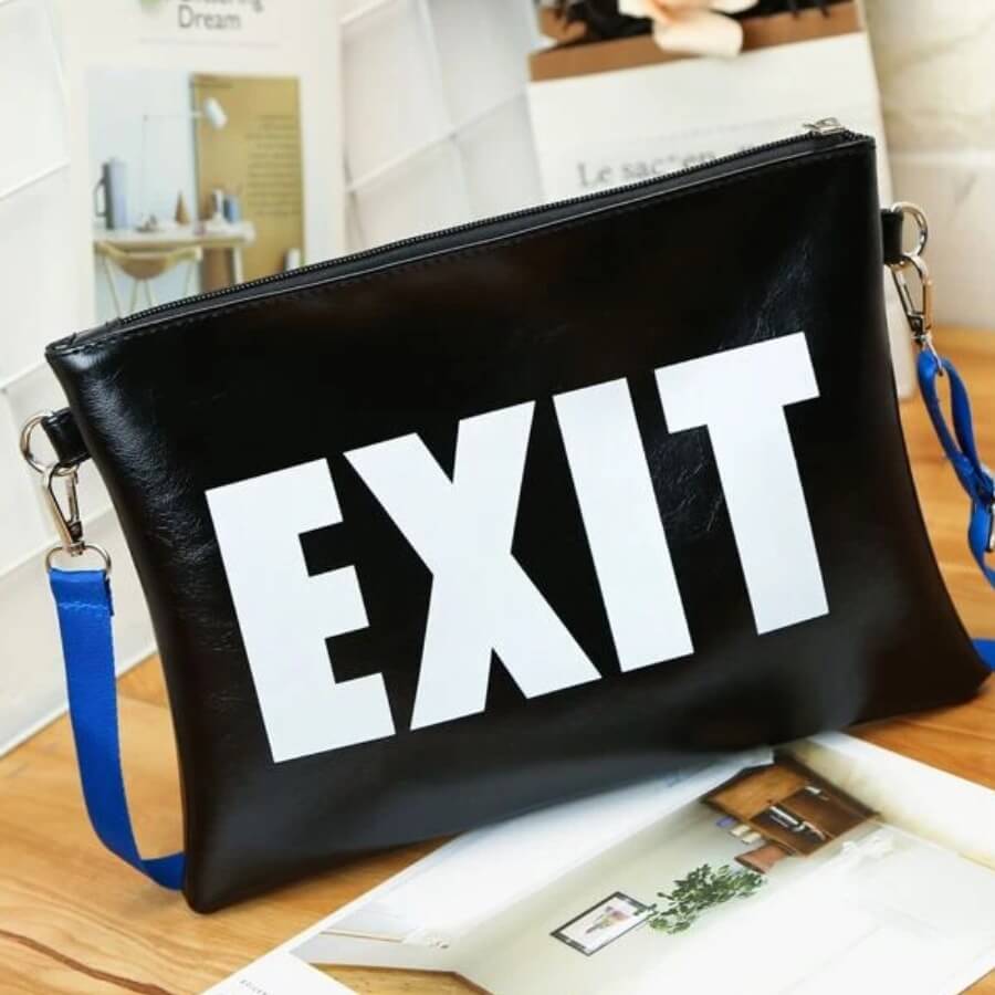 LW Faux Leather Letter Print Crossbody Bag