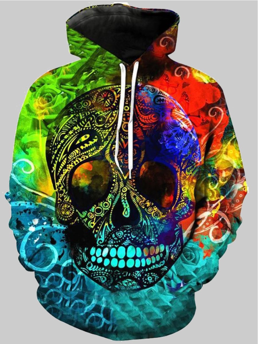 

lovely Street Hooded Collar Print Multicolor Men Hoodie, Multi