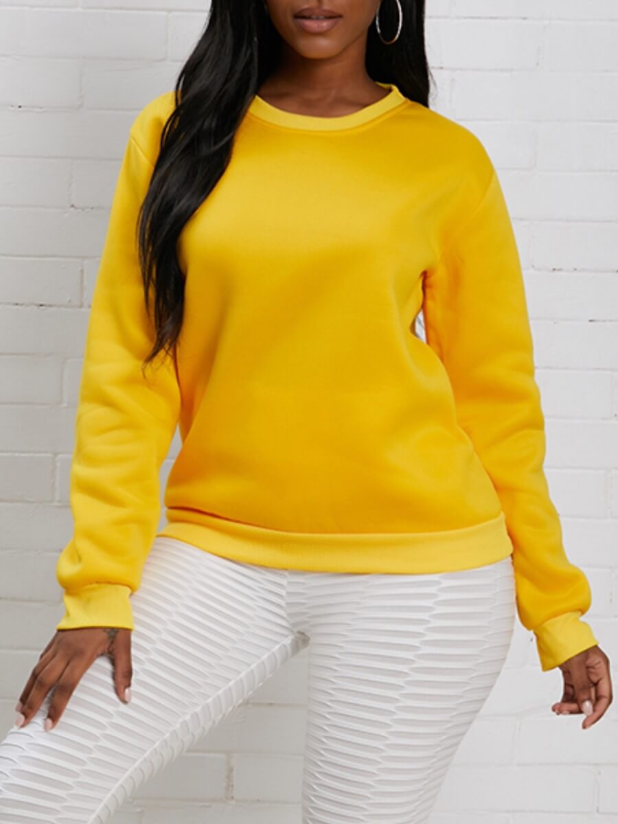 

Lovely Casual O Neck Basic Yellow Hoodie