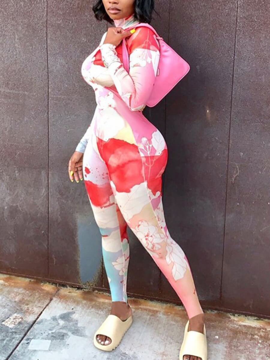 

Lovely Trendy Tie-dye Skinny Red Sleepwear