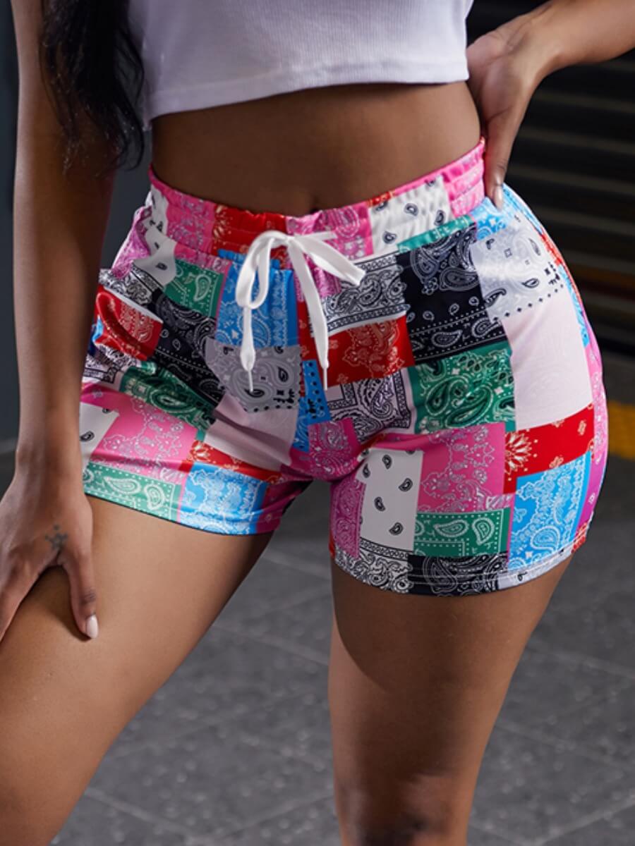 

LW Stylish Print Drawstring Pink Shorts