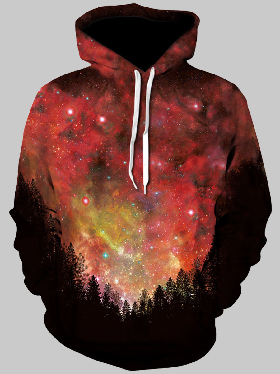 

lovely Casual Hooded Collar Starry Sky Print Multicolor Men Hoodie, Multi