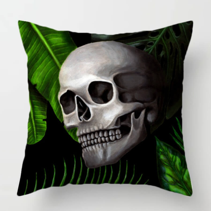 

Lovely Chic Skull Print Green Decorative Pillow Case
