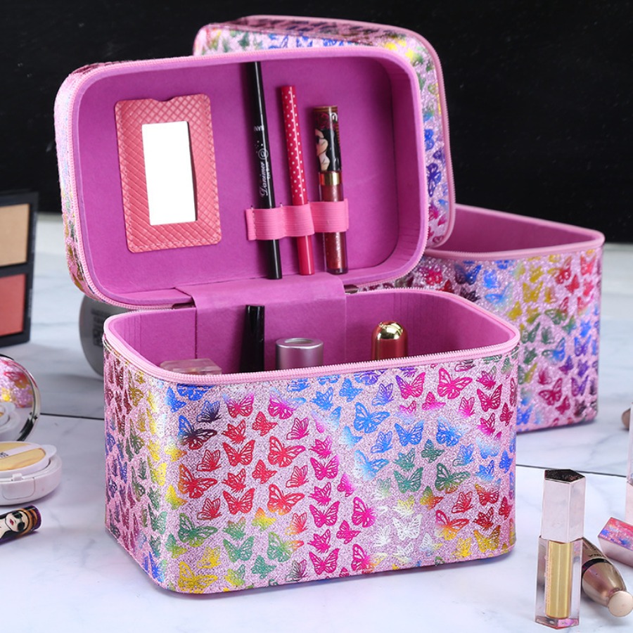 

lovely Trendy Butterfly Print Multicolor Makeup Bag, Multi