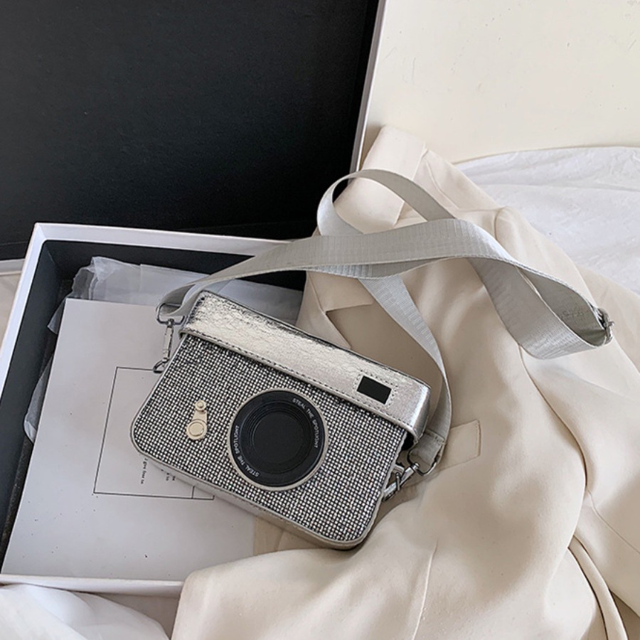 

lovely Chic Camera Silver Crossbody Bag