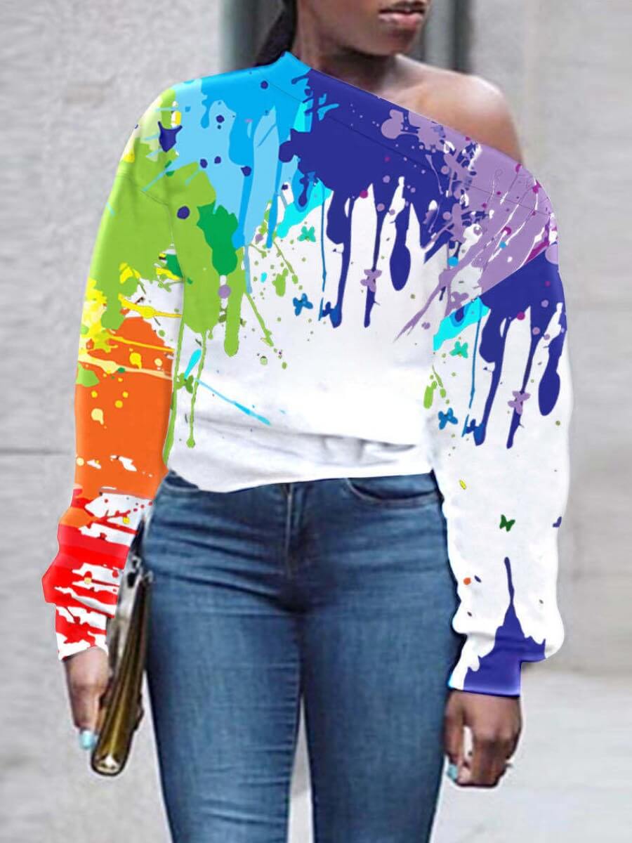 

Lovely Casual Print Loose White Hoodie