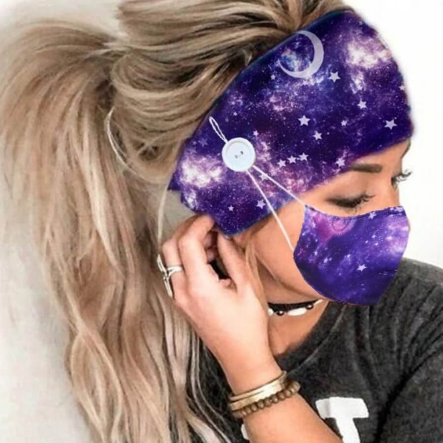 

Lovely Starry Sky Print Purple Face Mask(With Headband)