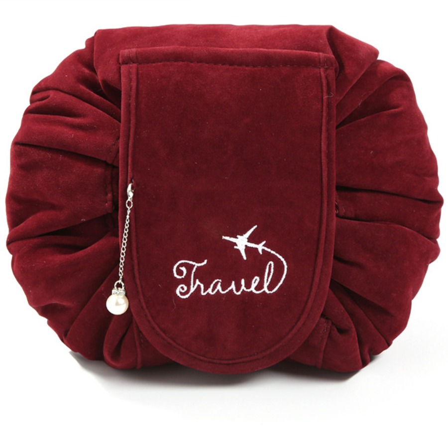 

lovely Trendy Patchwork Wine Red Makeup Bags