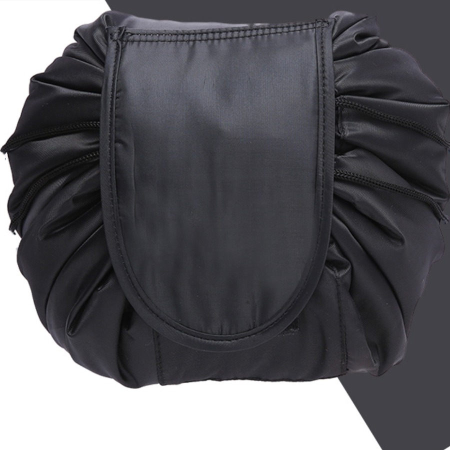 

lovely Trendy Fold Design Black Makeup Bag