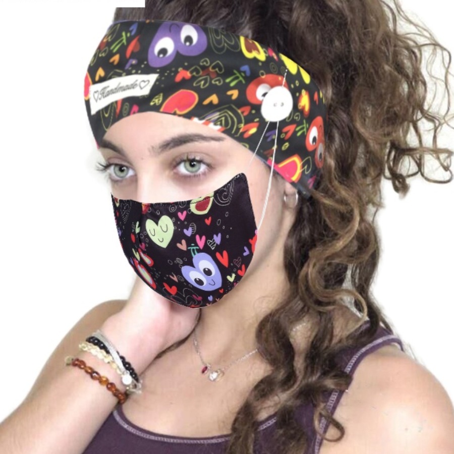 

Lovely Cartoon Print Black Face Mask