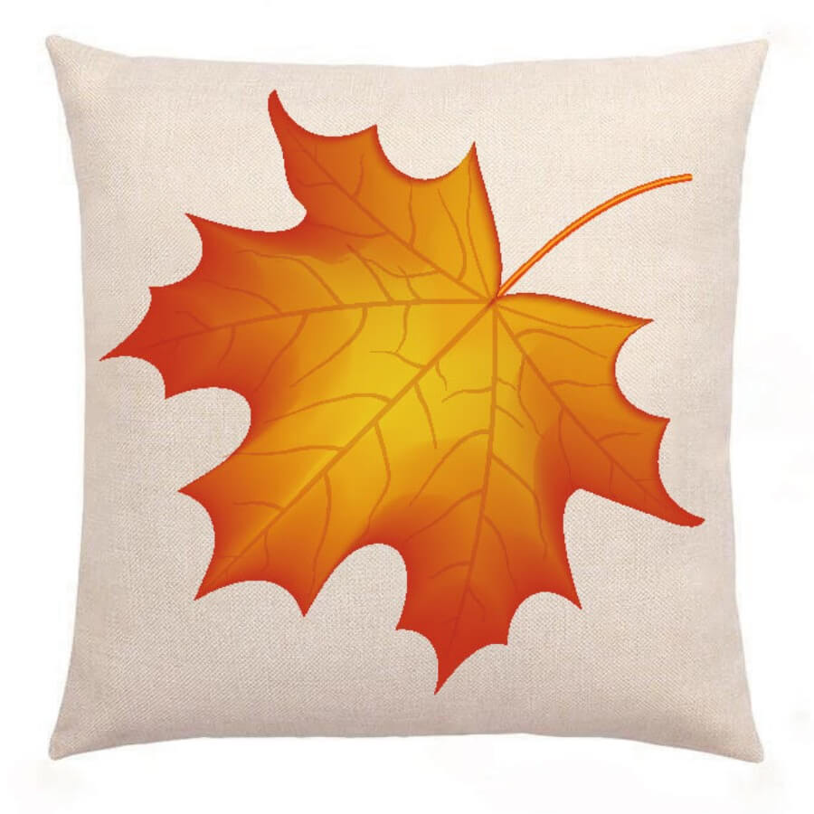 

Lovely Stylish Leaf Print Orange Decorative Pillow Case