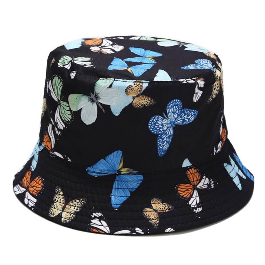 

Lovely Trendy Butterfly Print Black Hat