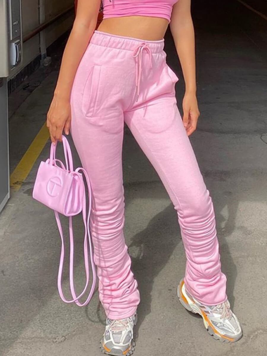 

LW Street Fold Design Drawstring Pink Pants