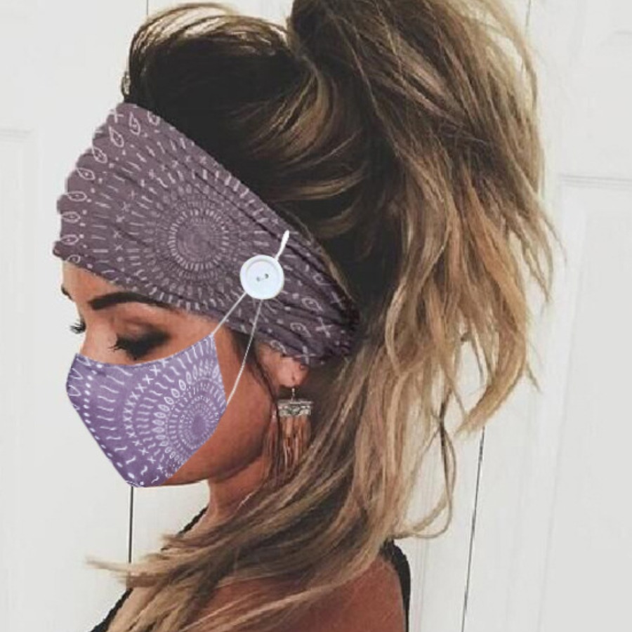 

Lovely Print Purple Face Mask(With Headband