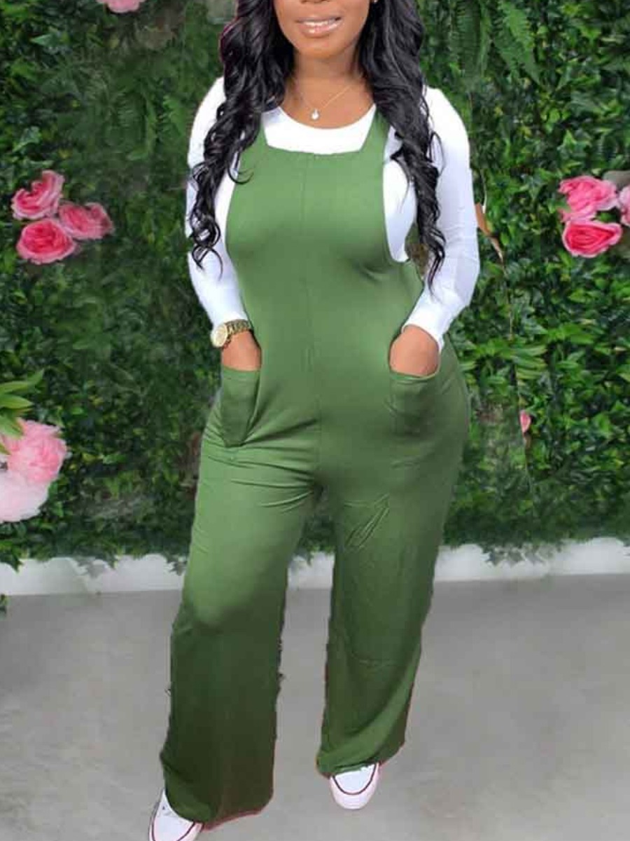 

lovely Casual Hollow-out Loose Green One-piece Jumpsuit