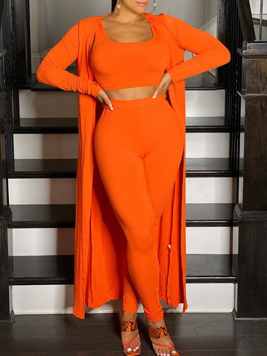 lovely Leisure Basic Skinny Jacinth Two Piece Pants Set