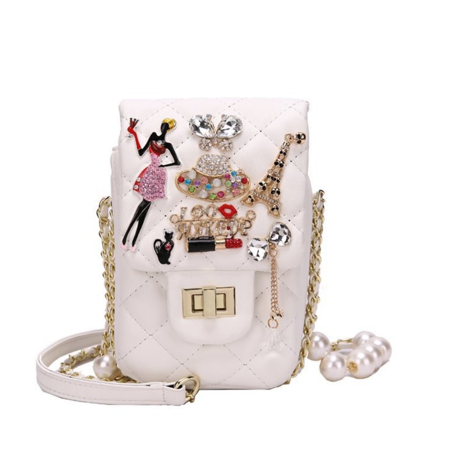 lovely Stylish Chain Strap White Crossbody Bag