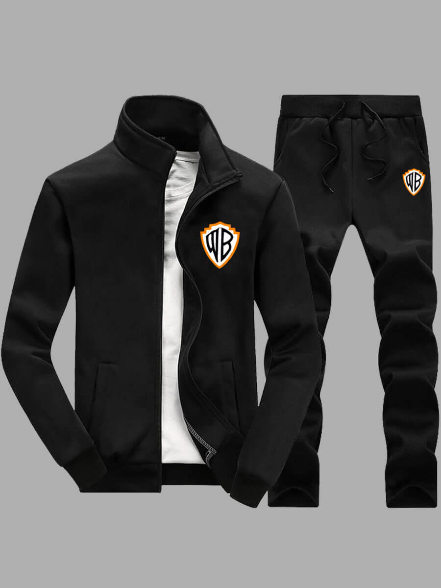 lovely Casual Zipper Design Black Men Two-piece Pants Set