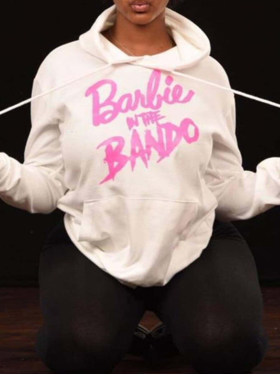 lovely Casual Hooded Collar Letter Print White Hoodie