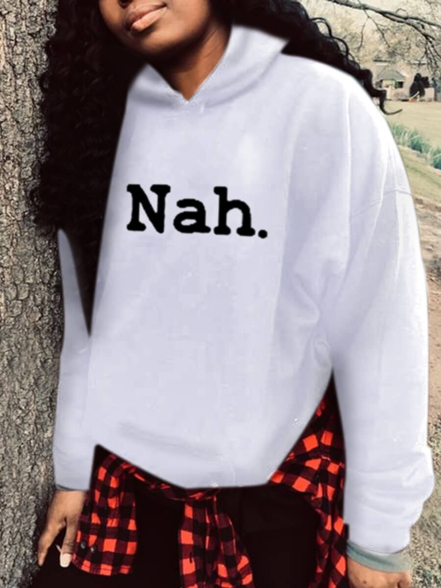 lovely Leisure Hooded Collar Letter White Hoodie