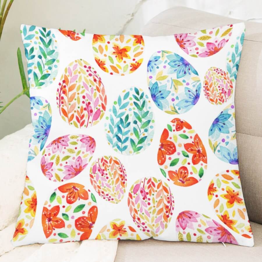 lovely Stylish Plants Print Multicolor Decorative Pillow Case