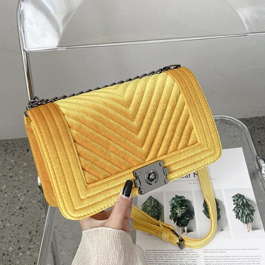 lovely Stylish Chain Strap Yellow Crossbody Bag
