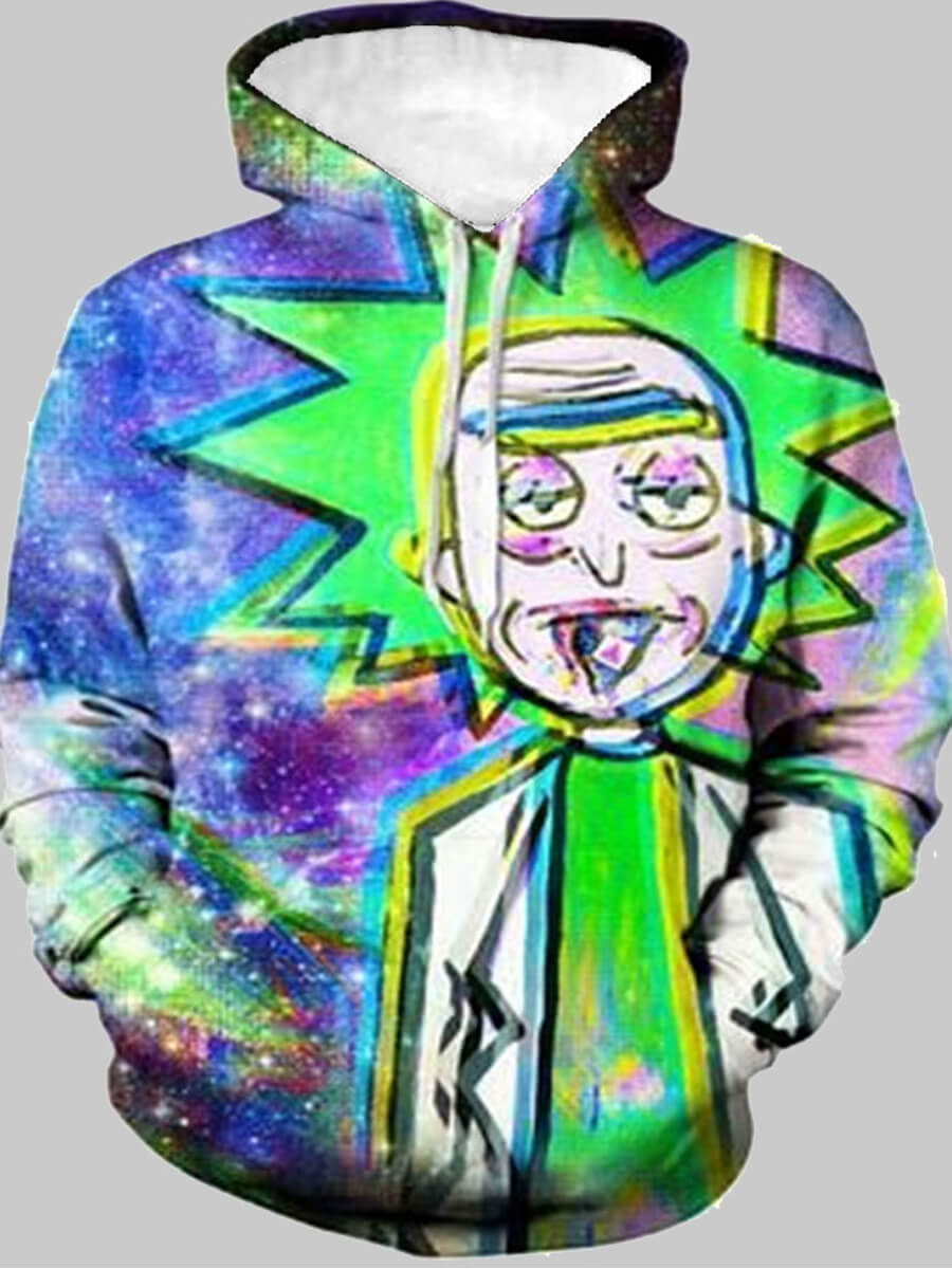 

Lovely Street Hooded Collar Print Multicolor Men Hoodie, Multi