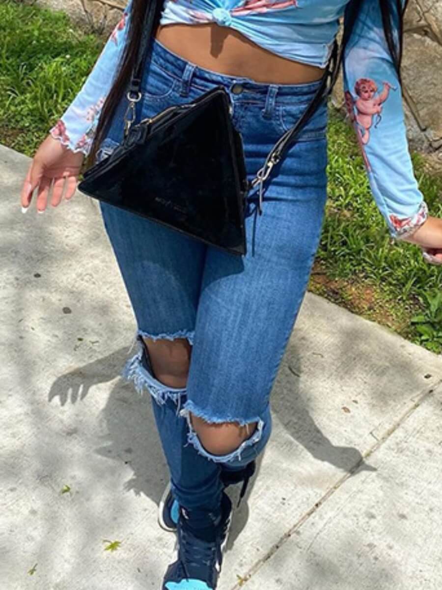 

Lovely Stylish Hollow-out Blue Jeans