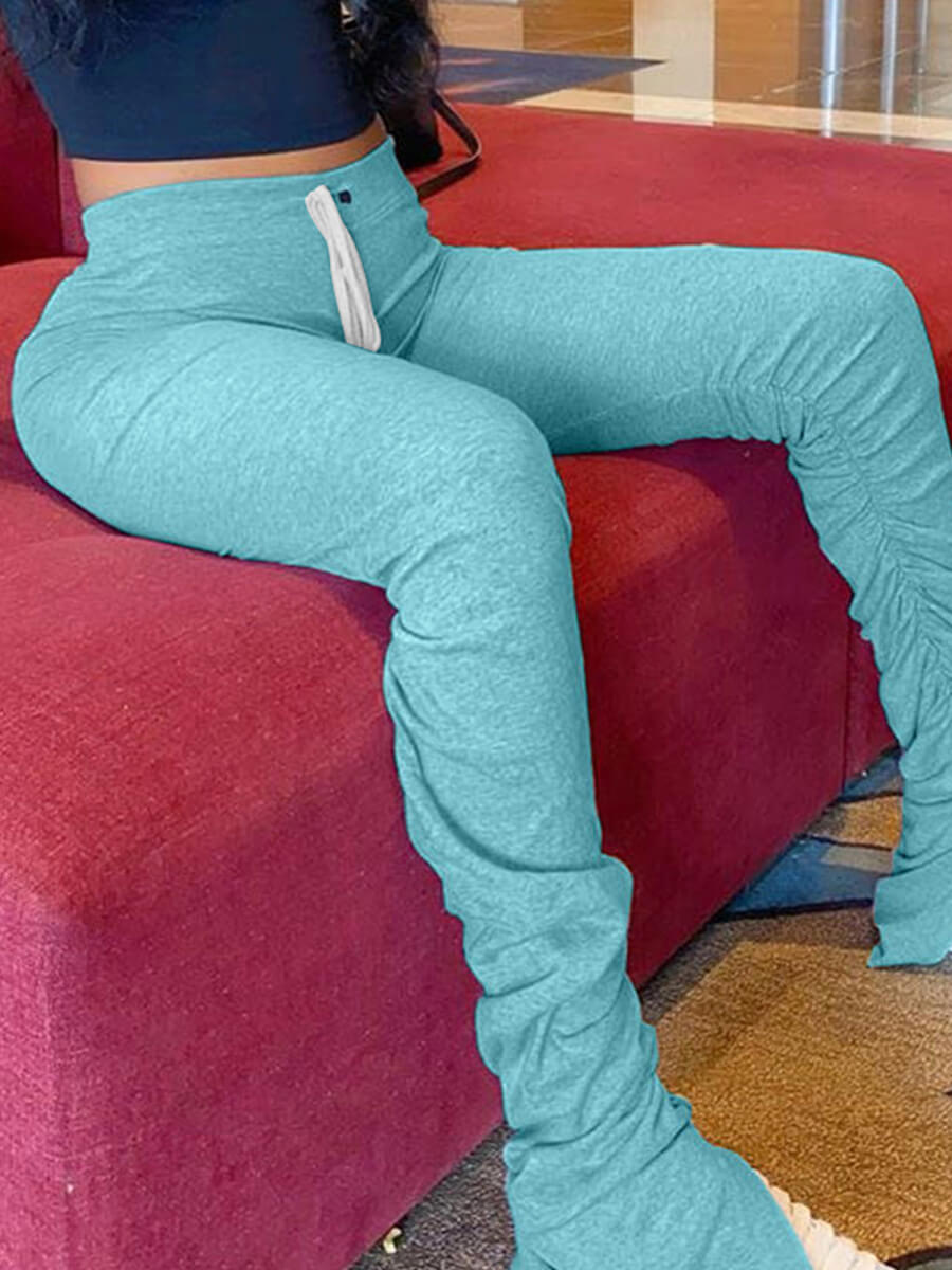 

LW BASICS Stylish Skinny Cyan Pants