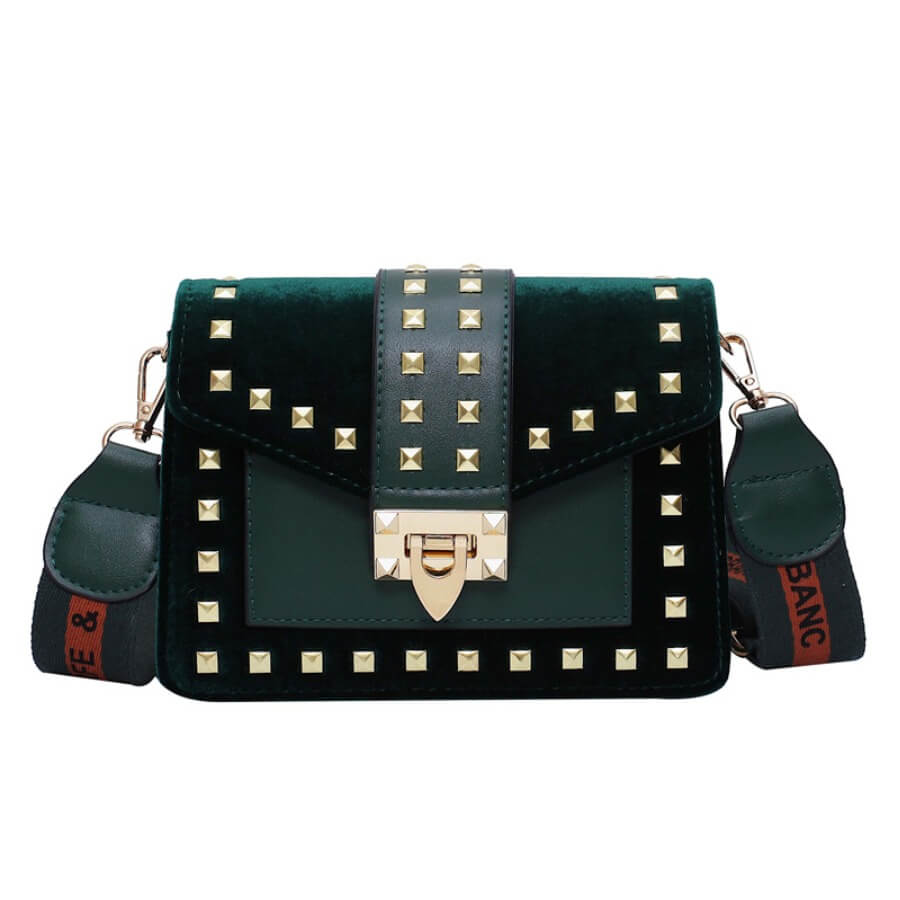 

Lovely Stylish Rivet Decorative Green Crossbody Bag