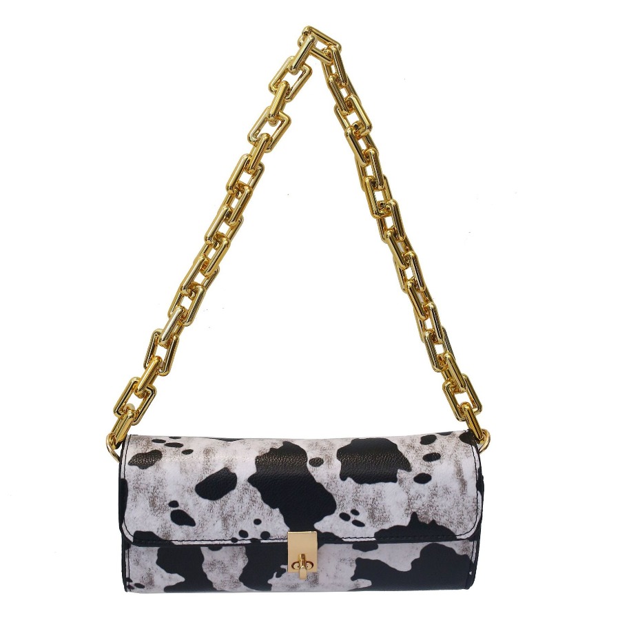 

Lovely Trendy Print Chain Strap Black Crossbody Bag