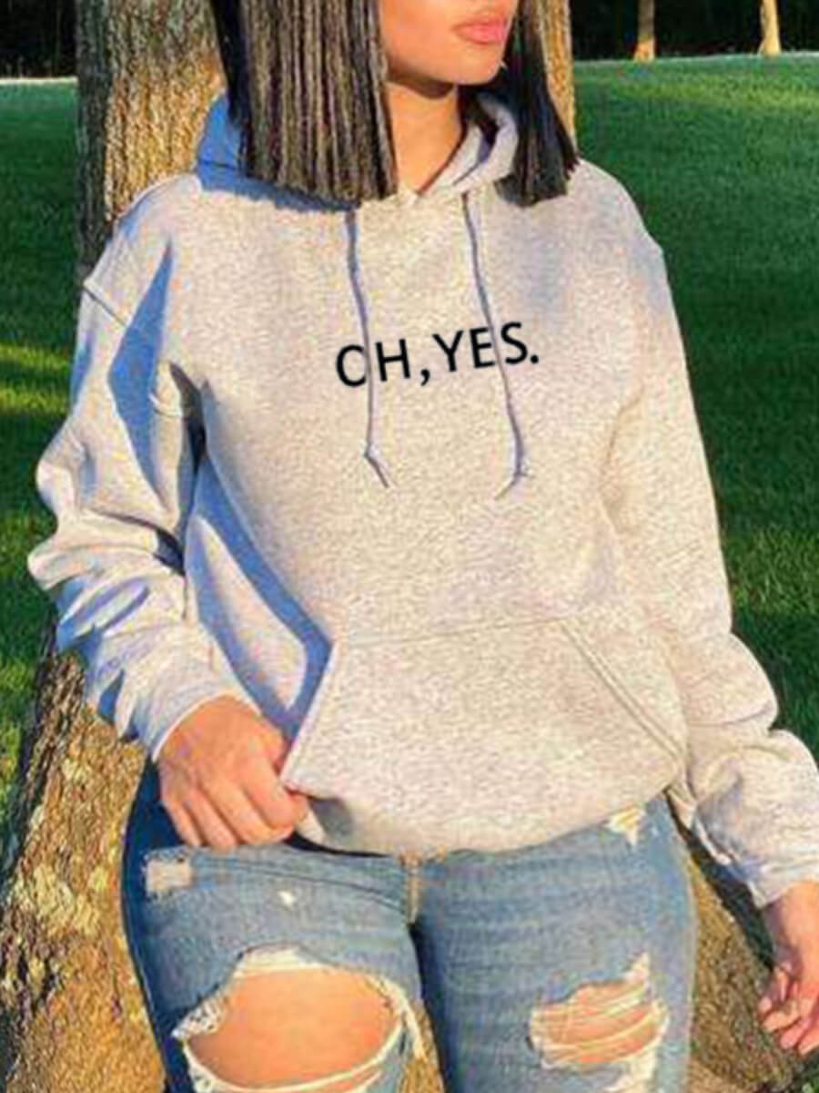 

Lovely Casual Hooded Collar Letter Print Grey Plus Size Hoodie
