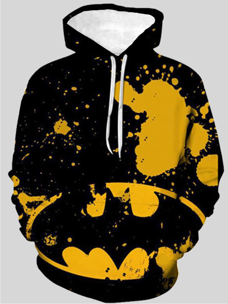 

LW Men Hooded Collar College Graffiti Oversized Hoodies, Multi