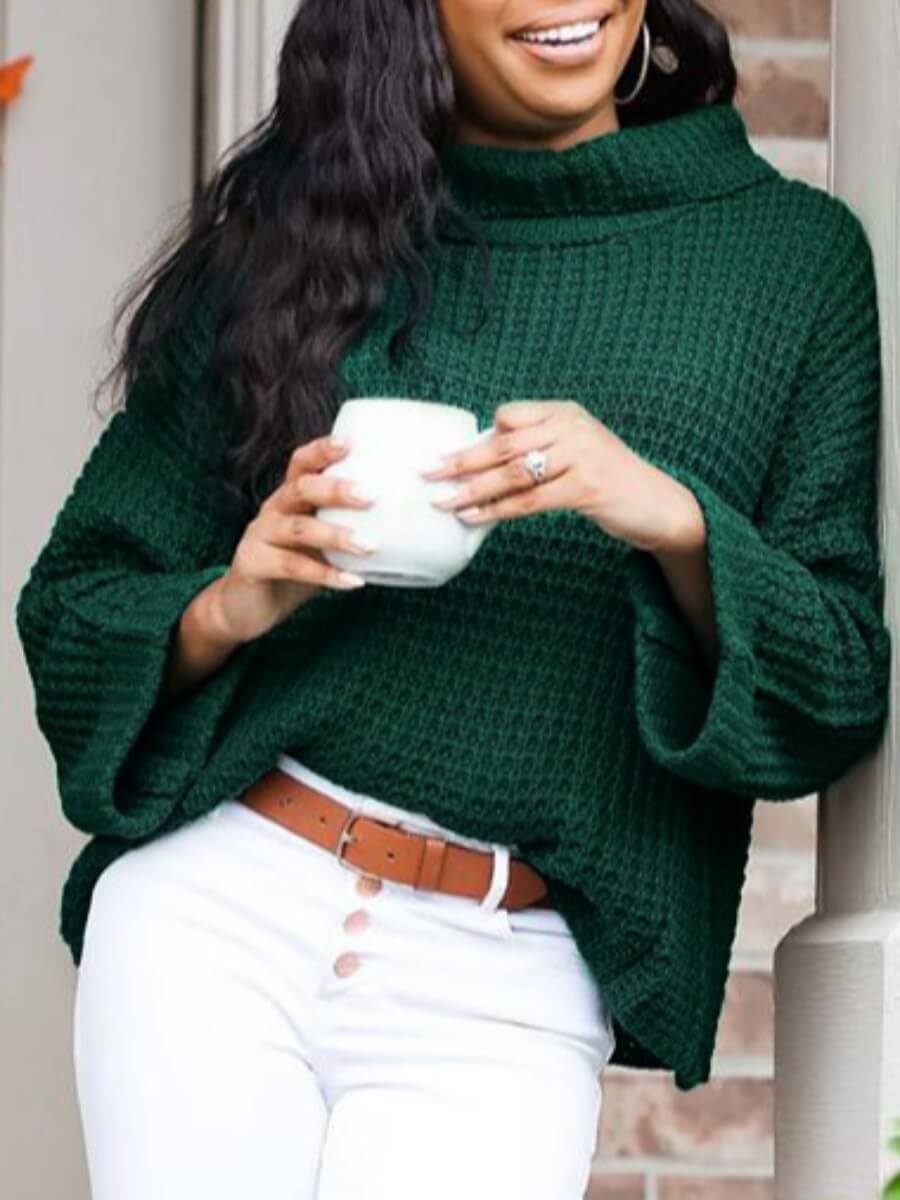 

Lovely Sweater Turtleneck Loose Green Sweater