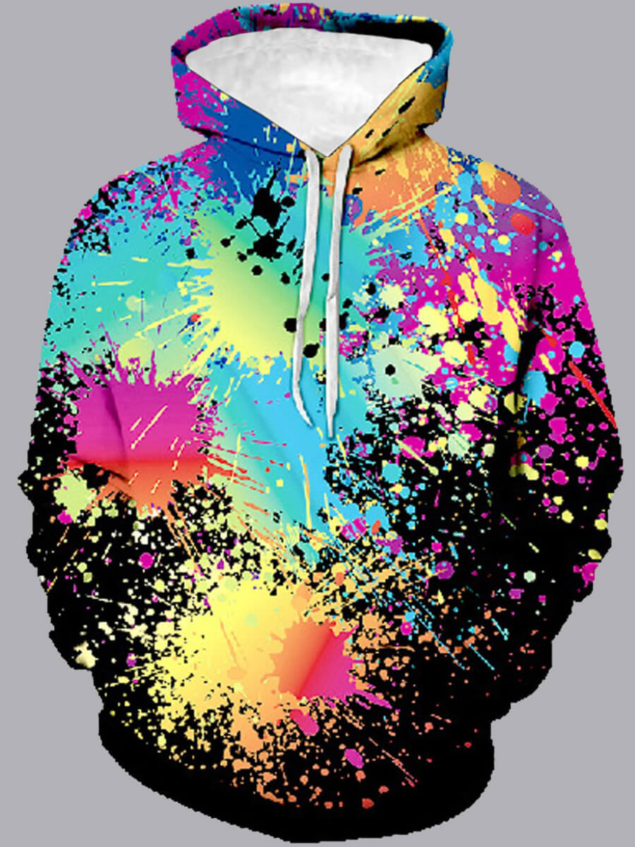 

LW Street Hooded Collar Print Multicolor Men Hoodie, Multi