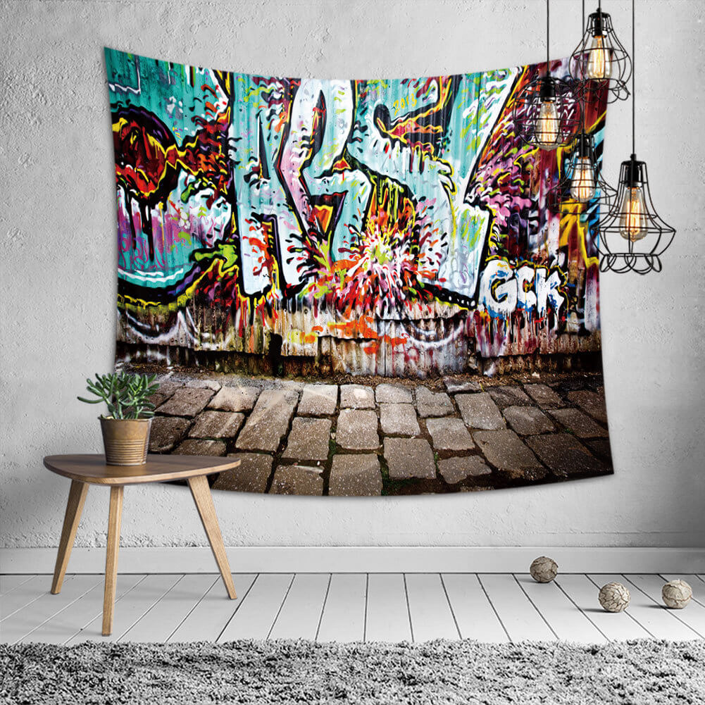 

Lovely Trendy Graffiti Print Multicolor Table Linens, Multi