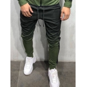 lovely Casual Patchwork Drawstring Green Men Pants