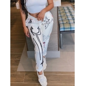 Lovely Street Print White Pants