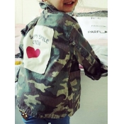 Lovely Street Turndown Collar Camo Print Girl Jack