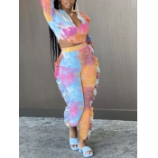 lovely Street Tie Dye Zipper Design Multicolor Two