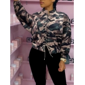 Lovely Stylish Camo Print Bandage Design Hoodie